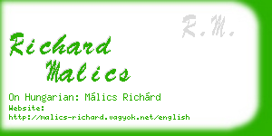 richard malics business card